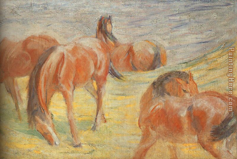 Grazing Horses I painting - Franz Marc Grazing Horses I art painting